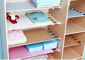 White - 30cm (can extend up to 40cm) width 24cm Extendable Wardrobe Shelf Adjustable Closet Organizer Rack