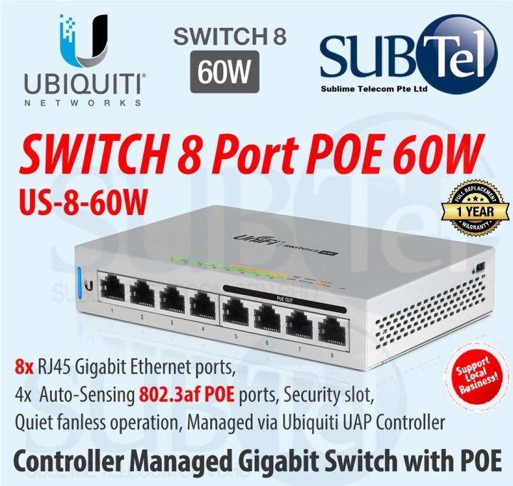 US-8-60W Ubiquiti UniFi Switch-8 60W Fully Managed Gigabit PoE