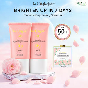 [2PCS Combo]  La Natgia Camellia Brightening Sunscreen 30ml SPF 50+ PA++++ Moisterizing UV Protection Niacinamide Easy Makeup Brighthening Whitening Primer Floral FDA Approved Ready Stock