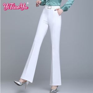 Yitiaoyu Womens High Waist Straight Thin Pants Elastic Slim Joker Casual Pants