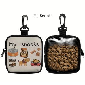 Portable Dog Snack Bag with Transparent Window and Zipper Clip-on Training Snack Bag for Walking Outdoors and Daily Rewards