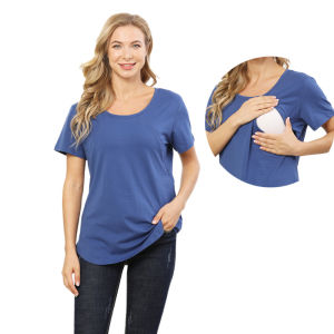 New Women Maternel T Shirt Short Sleeve Stretch Cotton Tops Zipper Breastfeeding Loose Pregnant Clothes Big Size2026