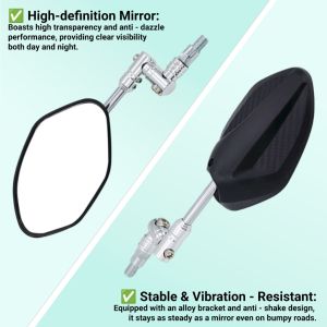 Rearview Mirror Glass 360 Rotating Leg CNC Stainless Steel Aluminum for Honda Yamaha 10mm Pore Solid