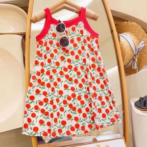 ชุดเดรสเจ้าหญิงลายดอกไม้สำหรับเด็กผู้หญิงเอี๊ยมกระโปรงผ้าไอซ์ซิลค์สำหรับเด็กผู้หญิง