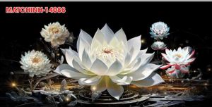 Tranh Dán Hồ Cá Tranh 3D Dán Bể Cá MẪU TRANH HOA SEN (Tấm lưng) - Tặng kèm tem cảnh báo