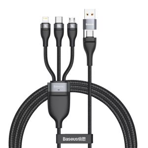 Baseus 3 in 2 USB Type C Cable for iPhone 16 15 14 13 12 11 Samsung Android Charger Cable 100W