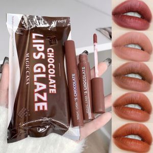 MAGIC CASA 5 Pcs Chocolate Lip Glaze Lipstick Matte Lip Matte Moisturizing Lip Gloss Lipstick Set Nonstick Cup Matte Lipstick Waterproof Velvet Lip Tint Set Long Lasting Wearing High Pigmentation Smudge-free Lip Glaze Liquid Lipstick Matte Make Up