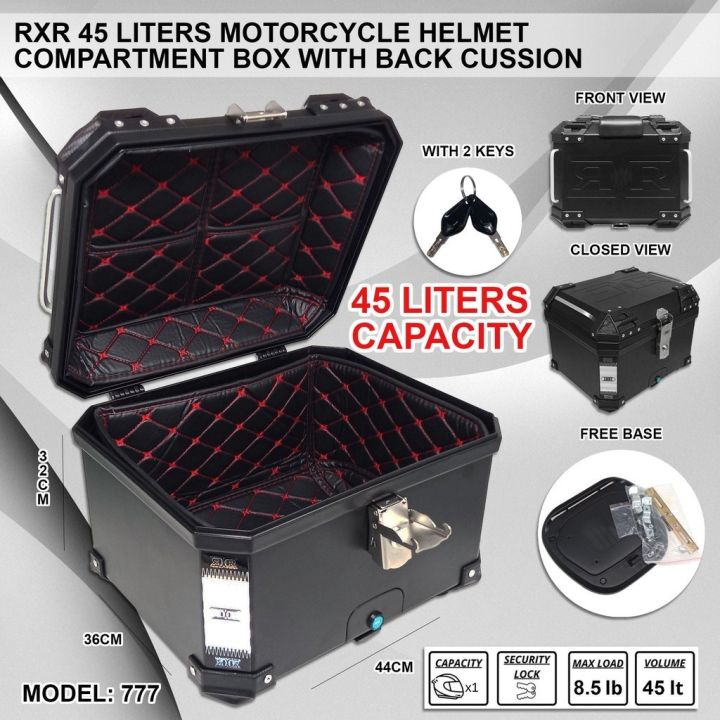 RXR 45 Liters Motorcycle Compartment Box Compartment Motorcycle Helmet ...