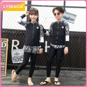 LYSEACIA Đồ Bơi Trẻ Em UPF 50 + Bé Trai Bé Gái Đồ Bơi Toàn Thân Có Khóa Kéo Dài Tay Đồ Bơi Đồ Bơi Lướt Sóng Mùa Hè Thanh Thiếu Niên Bộ Đồ Tắm Chống Phát Ban Đồ Đi Biển M-3XL