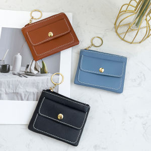 Mini Zipper Wallet Coin Bag Small Change Lipstick Storage Bag with Keyring