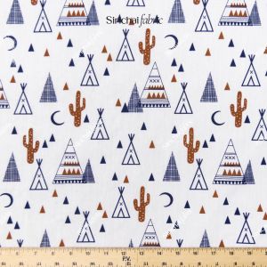 ผ้าคอตต้อนทีซี 13 ปอนด์ ลายแคมป์ปิ้ง 44 นิ้ว ผ้าเมตร ผ้าหลา