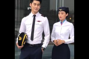Professional womens suit flight attendant uniform summer hotel reception uniform KTV Beauty salon work uniform: vest and skirt set