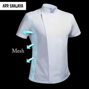 Produk Hanshiny Store 005 Baju Koki Chef Jacket Lengan Pendek Nyaman dengan Bahan Drill Kualitas Premium