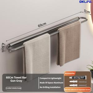 [OKLIFE®]No Drilling Wall Mount Towel Bar Multi-Functional Towel Rack Slipper Storage Rack For Washroom