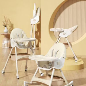 Baby Adjustable Baby High Chair Rocking Chair Foldable Variable Rocking Horse With Wheels 3-speed Adjustable Backrest Removable Chair Legs Removable Dinner Plate