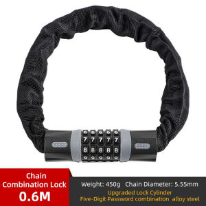 WEST BIKING Bicycle Lock 5 Password Bike Digital Chain Lock Security Outdoor Anti-Theft Lock Motorcycle Cycling Bike Accessories
