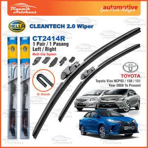 Toyota Vios NCP93 / NCP150 / NCP151 Year 2008 To Present Car Windshield Front Wiper 24" & 14" Inch (1 Pair) Hella Cleantech CT2414R Wiper