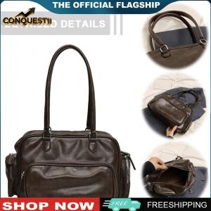 【New Arrival】 กระเป๋าถือผู้หญิงหนังPU สไตล์คลาสสิกพร้อมช่องเก็บของหลายช่อง สำหรับเดินทางและทำงานในสีเทาเข้ม