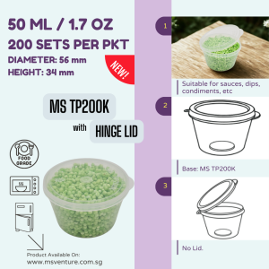 {MSV-WS} Leak Free Plastic Takeaway Sauce Cups (25ml-50ml) with Hinge Lids for Dips Dressings & Condiments Anti Leak MS P100K MS TP150K MS TP200K