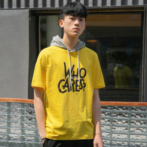 MARK BELT cotton Men tshirt Casual Graphic Print Loose Hooded Tops Tees Shirts Male New Sportswear Hoodie Short Sleeve Mens T-shirt Clothing 2022 Summer