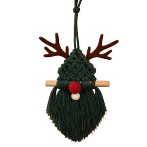 NALANILI 10x16cm  dây chuyền hình tuần lộc lễ hội Chi tiết về sừng hươu. Macrame Đồ trang trí treo tường dịp Giáng sinh.  Ông già không .  dây chuyền Người Không  Trang trí tường hình tuần lộc
