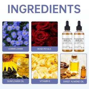 Pheromone Body Oil for Women，With Rose Petal & Sweet Almond Oil ，Hydrating & Confidence-Boosting Long-Lasting Scent，30ml