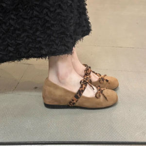 Free Shipping In-Stock Niche Retro 5Cm Hidden Heel Shallow-Toe WomenS New Round-Toe Bow Ballet Flats
