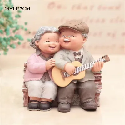 【Calden 】Pajangan Kakek Nenek / Patung Couple / Patung Pajangan Kakek Nenek Dekorasi Patung Hadiah Anniversary / Pajangan Kakek Nenek Akong Ama Gandeng