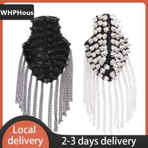 [COD] WHPHous Ship within 24 hours 1Pc Fashion Shoulder Epaulets Vintage Spike  Tassel Epaulet Shoulder Boards Badge Brooches Women Men Clothing Accessories