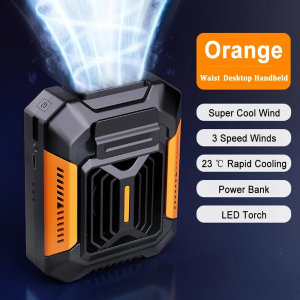 Wearable Personal Fan Portable Mini Waist Fan 3 Speed USB Rechargeable Waist Clip Fan Emergency Mobile Power for Outdoor