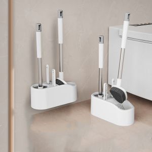 QUERIDO Long Handle Bathroom Toilet Brush Wall Mounted 4-in-1 Bathroom Cleaning Brushes Practical Quick-Drying WC Cleaning Brush Household