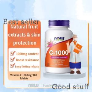 NOW 1000mg Vitamin C With Rose Hips 100 Vegan Tablets Gentle Antioxidant Formula Reduce Dull Skin From UV Exposure Brighten Complexion For Daily Outdoor City Commuters Skin Care