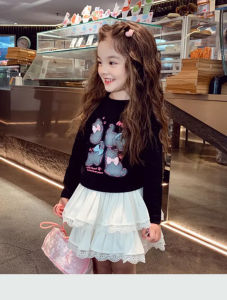 Twinkle Margie Baju Atasan Lengan Panjang Motif Kucing Lucu Anak Perempuan