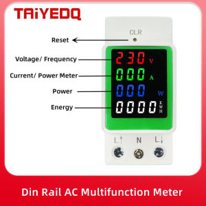 Din Rail Power Energy Meter AC160-270V 100A Electronic Kwh Meter Wattmeter Multi Digital Ammeter Voltmeter