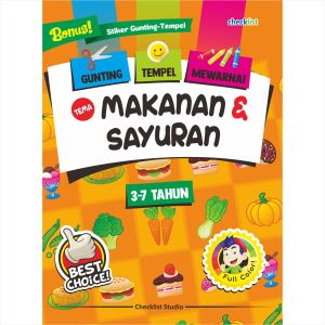 Buku Aktivitas Anak Gunting Tempel Mewarnai Tema Makanan & Sayuran Full Color Bonus Stiker