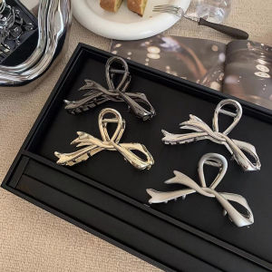 Minwen 2023 Metal Claw Clip Bow Knot Metal Shark Clip Hair Claw Style Advanced Versatile Back Head Spoon Hair Ornament Headwear