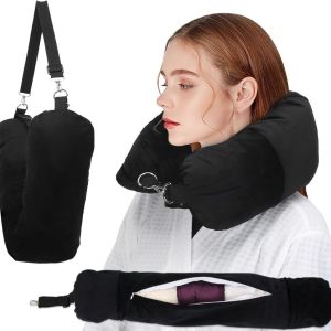 【SG Stock】Stuffable Travel Neck Pillow Fillable with Clothes Ultra Soft Velvet