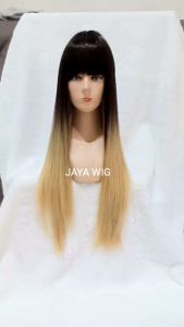 Wig Lurus Panjang Warna Ombre: Rambut Palsu Wanita Model Panjang