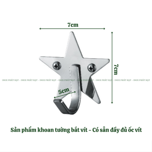Móc treo đồ nhà tắm 100% Inox đặc PHÁT ĐẠT không rỉ sét Móc đơn inox hình táo ngôi sao bướm tim (SP018.019.020.021.022.024)