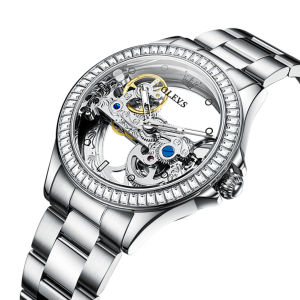 OLEVS 6699 Women Mechanical Fashion Watch Gift Stainless Steel Watchband Round-dial Wristwatch