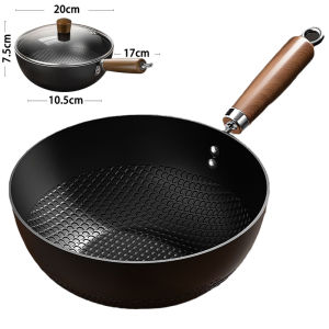 กระทะทรงลึก 20cm กระทะเหล็ก กะทะ กระทะเหล็กก้นลึก ไม่เคลือบ กระทะนอนสติ๊ก มือตอกโดยไม่ต้องเคลือบ ผัดกระทะสําหรับโรงแรม