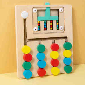 Montessori Color Matching Learning Toys Sliding Puzzle for Kids 3 4 5 6 7 Years Old Preschool Logic Game Brain Teasers Boys Girls 2 Players Educational Wooden Toddler Travel Toys GiftsDementia Activities for SeniorsEasy Memory Games for Alzheimers