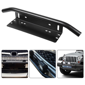 COD Car number plate Offroad Front Number Plate Bracket Frame Holder Light Bar Mount Bumper For Vehicle (black&silver)