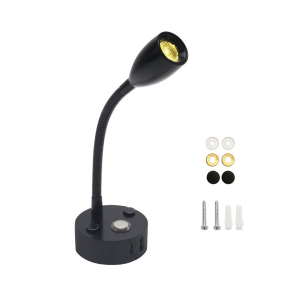 12v 24v Led Reading Wall Light Lamp 12 Volt Flexible Boat Rotating Spotlight Campervan Rv Lamps Swivel For Truck Touch Dimmer Arm Dimmable Bedside Gooseneck Bed Side Camper Curved