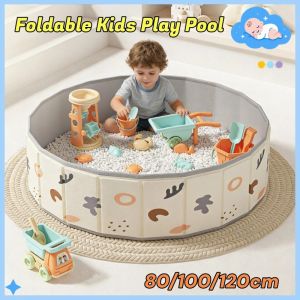 Foldable Ball Pool and Sandbox for Kids Portable Play Pool Indoor Summer Activity Game Toy