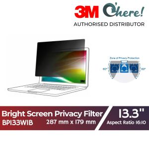 3M Bright Screen Privacy Filter for 13.3in Laptop 16:10 BP133W1B