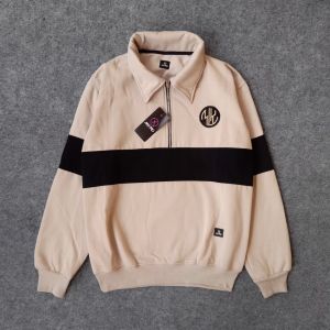 Jaket Rugby Maxpro Premium Sweater Wanita Pria Half Zip Kombinasi Warna Zipper Ring Sweater