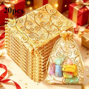 20pcs Organza Drawstring Pouch Gift Bag Jewelry Wedding Candy Packaging Gauze Bag Pouches