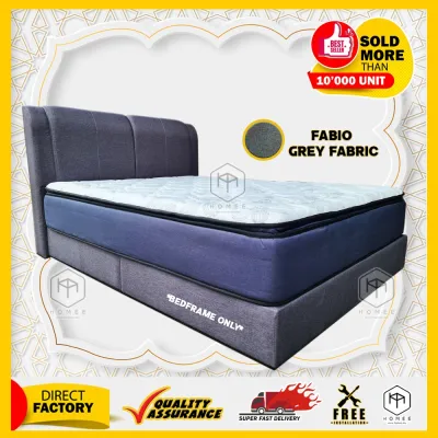 [FREE INSTALLATION] [HOMEE] BEDFRAME WITH HEADBOARD - DIVAN - C3A023 (FABIO GREY/BROWN)
