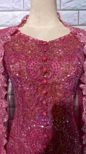 Set Kebaya Akad Nikah Kebaya Pesta Dusty Pink + Longtorso + Rok Batik dan Slendang